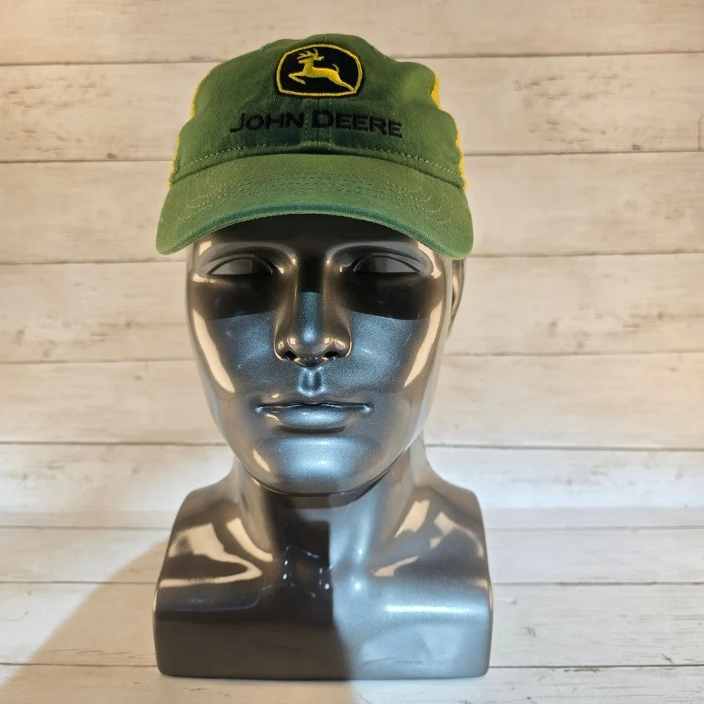 John Deere Toddler Trucker Hat Green Yellow Mesh Snapback Logo Cap One Size